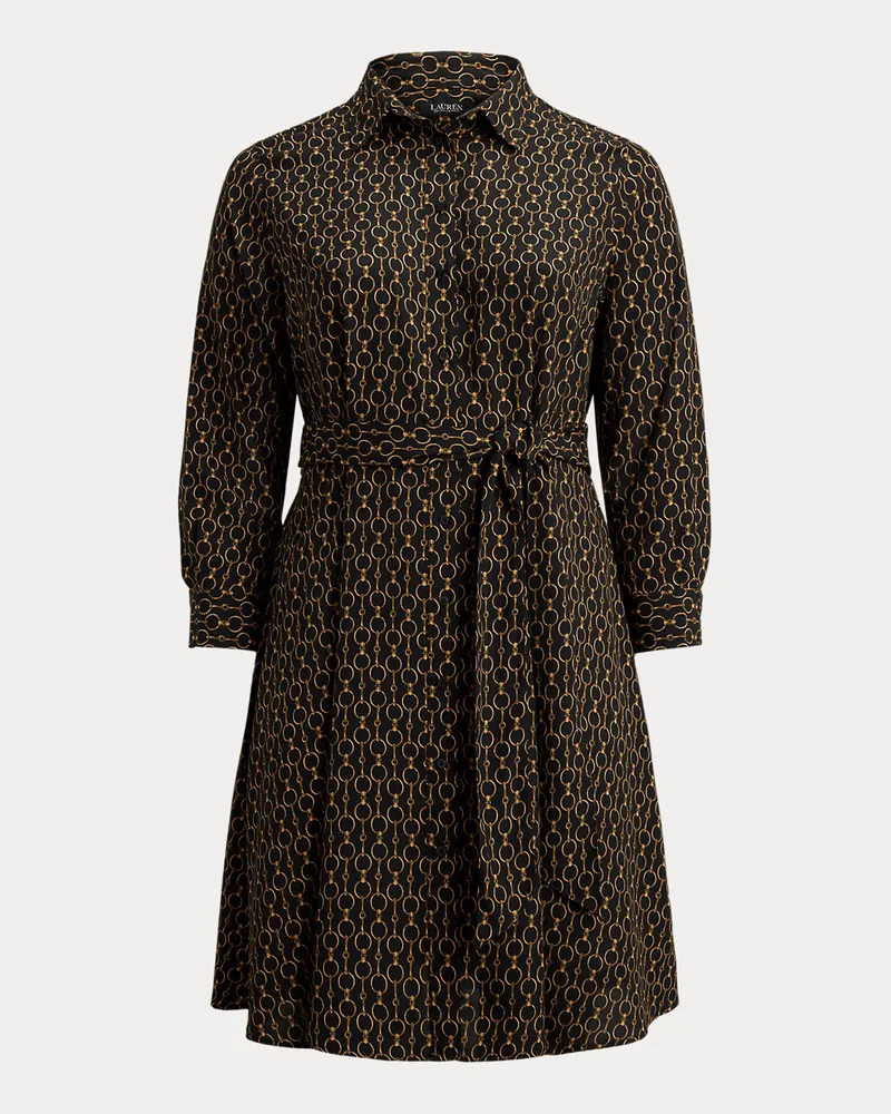 Ralph Lauren Plus Größen - Crêpe-Hemdkleid mit Kettenmuster Black