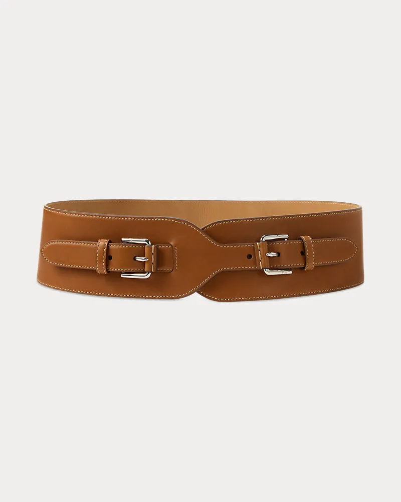 Ralph Lauren Breiter Taillengürtel aus Kalbsleder Brown