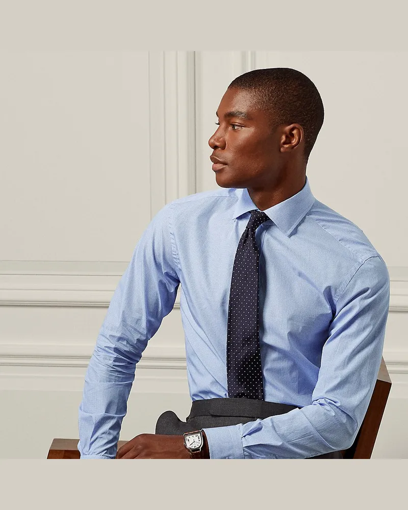 Ralph Lauren Twillhemd mit Mini-Ginganmuster Blue