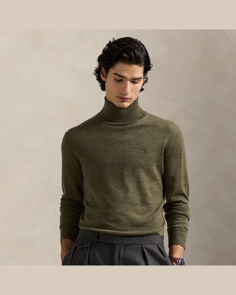 Ralph Lauren Waschbarer Rollkragenpullover aus Wolle Green