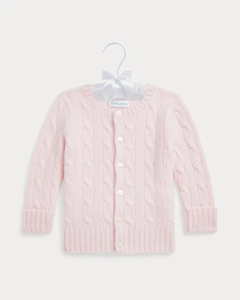 Ralph Lauren Kaschmirstrickjacke mit Zopfmuster Pink