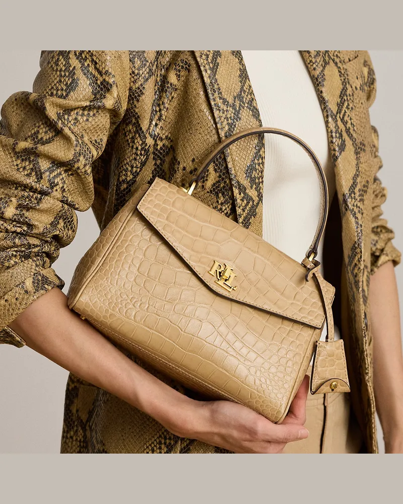 Ralph Lauren Kleine Umhängetasche Farrah mit Prägung Tan