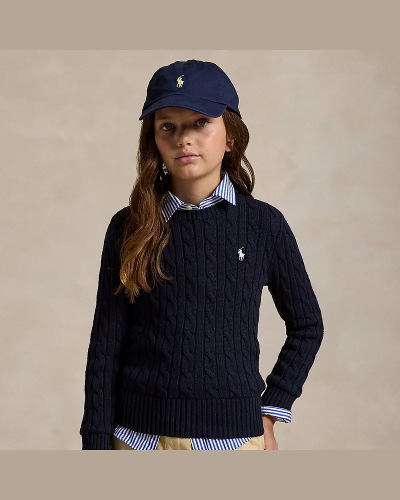 Ralph Lauren Baumwollpullover mit Zopfmuster Blue