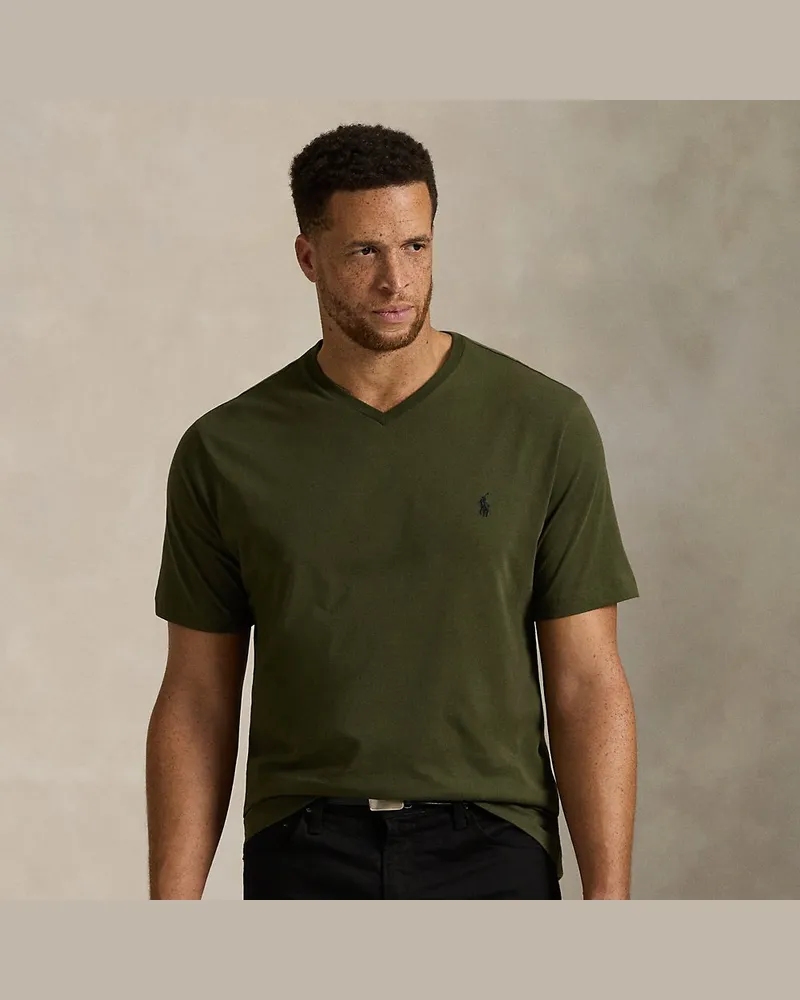 Ralph Lauren Große Größen - Jersey-T-Shirt mit V-Ausschnitt Green