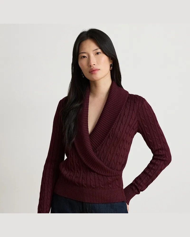 Ralph Lauren Pullover mit Zopfmuster und Schalkragen Red