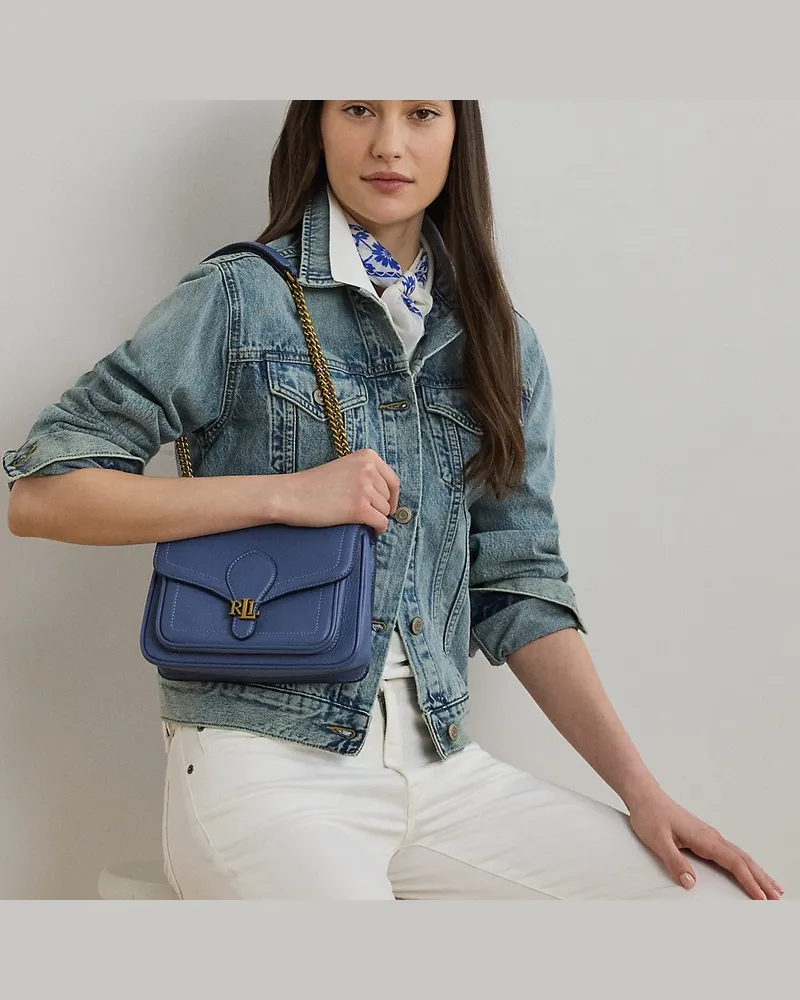 Ralph Lauren Kleine wandelbare Ledertasche Bradley Blue