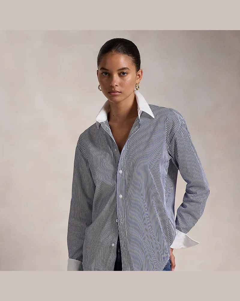 Ralph Lauren Gestreiftes Baumwollhemd White