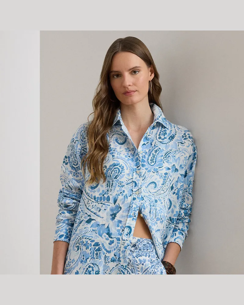 Ralph Lauren Relaxed-Fit Leinenhemd mit Paisley-Motiv White