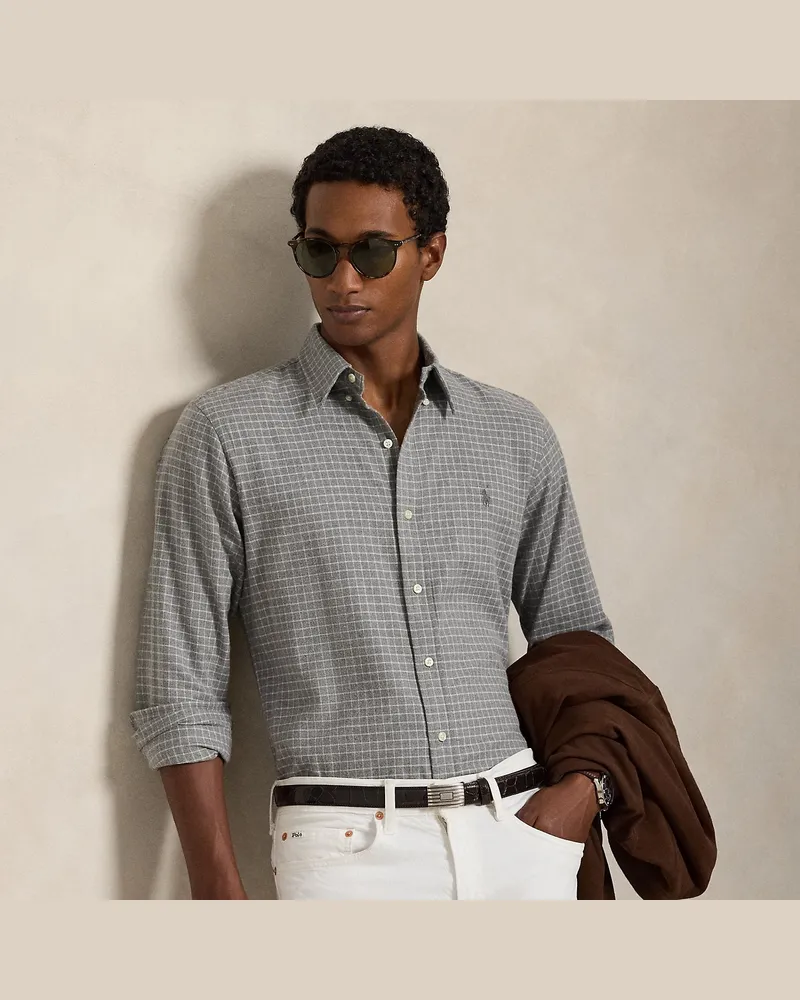 Ralph Lauren Custom-Fit Karo-Funktionshemd aus Twill Grey