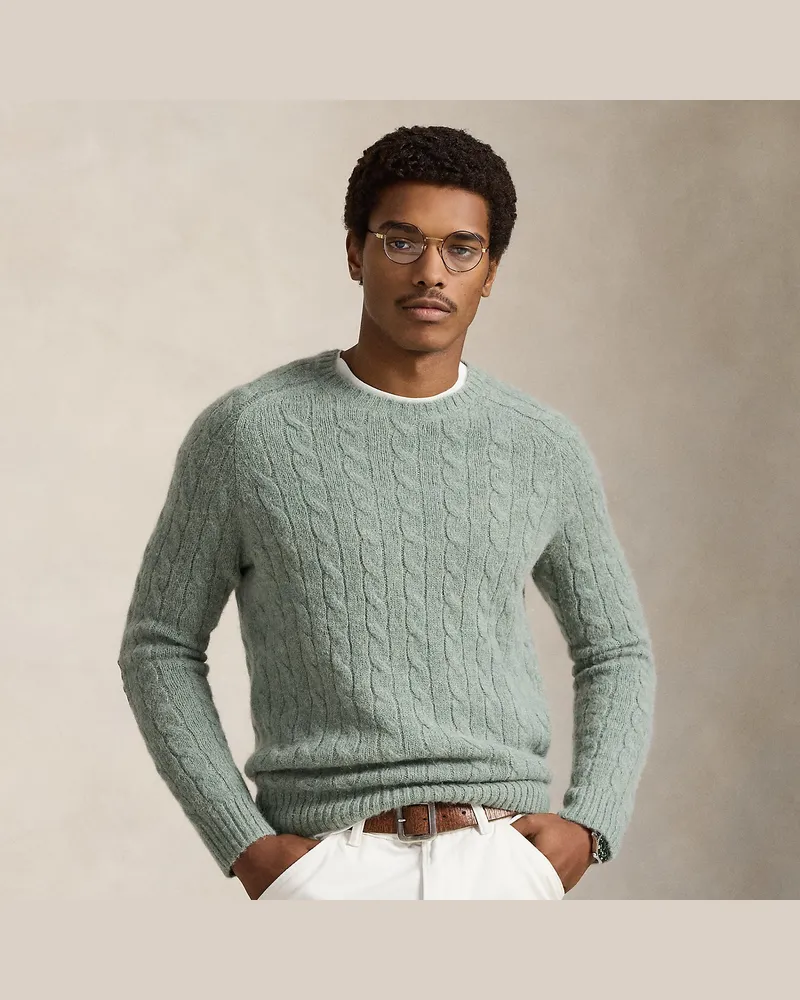 Ralph Lauren Pullover mit Zopfmuster und Aufnähern Green