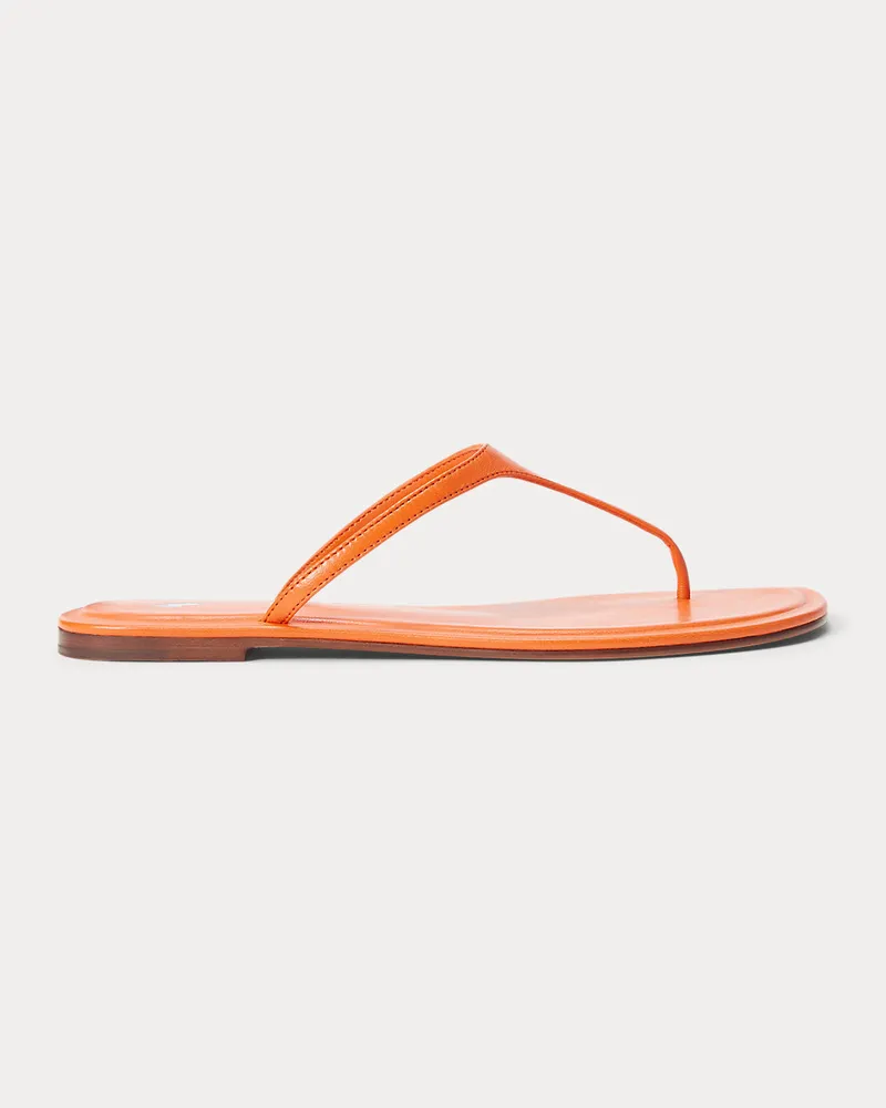 Ralph Lauren Leder-Zehenstegsandale Polo Play Orange