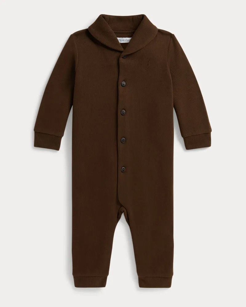 Ralph Lauren Fleece-Strampler mit Schalkragen Brown