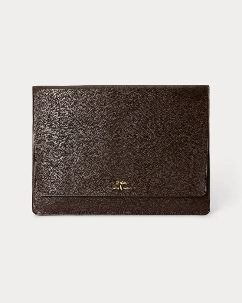 Ralph Lauren Laptop-Hülle aus Narbenleder Brown