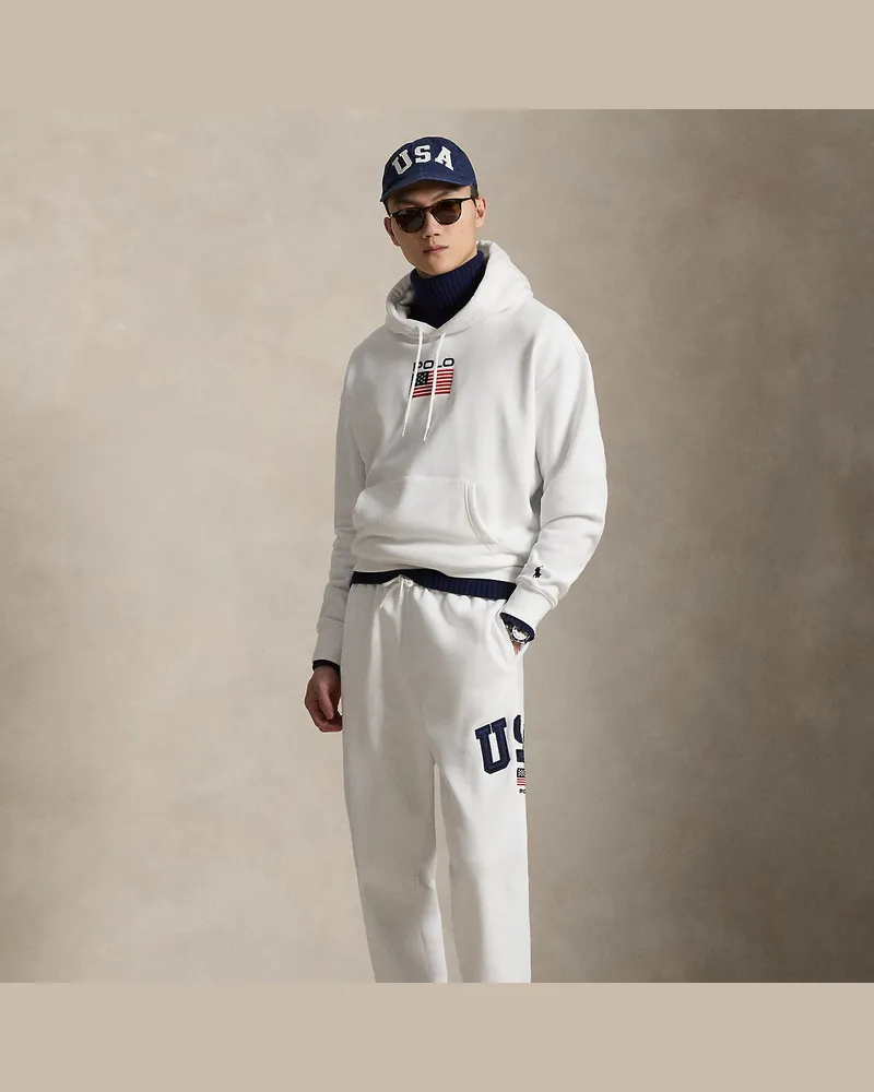 Ralph Lauren Fleece-Kapuzenpullover mit Flagge White