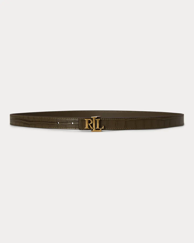 Ralph Lauren Schmaler wendbarer Gürtel mit Logo Green