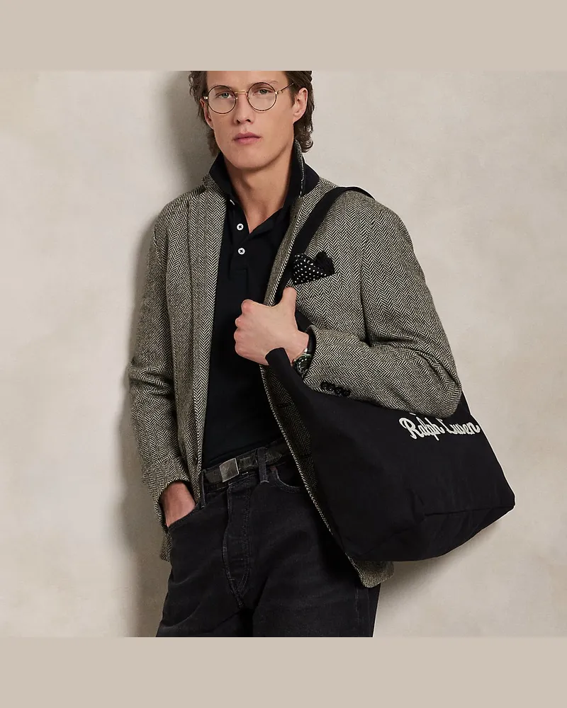 Ralph Lauren Bestickte Segeltuchtragetasche Black