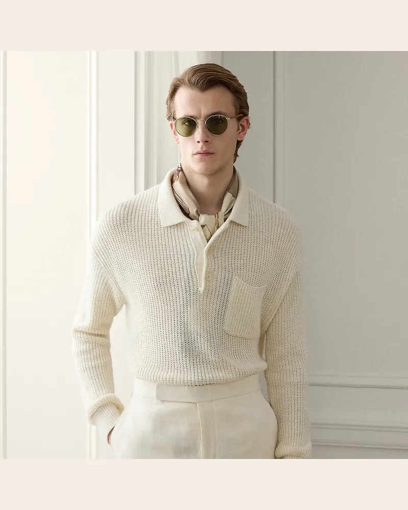 Ralph Lauren Relaxed-Fit Seiden-Leinen-Pullover Cream
