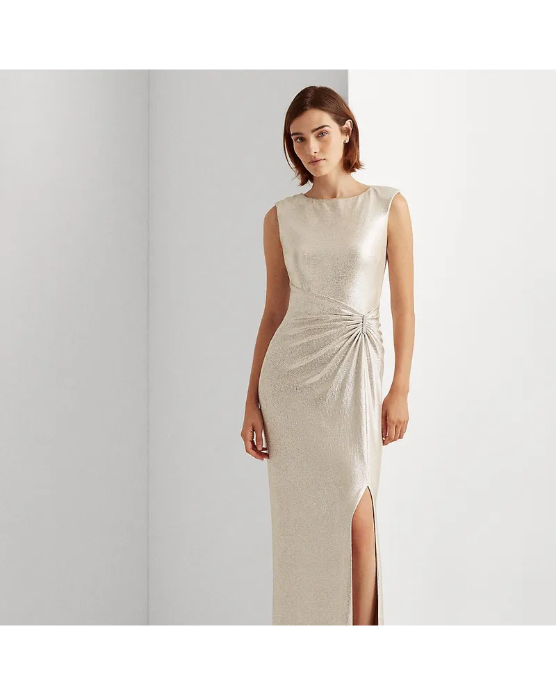 Ralph Lauren Ärmelloses Metallic-Abendkleid Silver