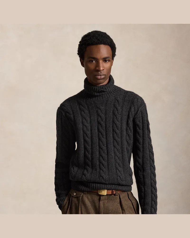 Ralph Lauren Woll-Kaschmir-Pullover mit Zopfmuster Grey