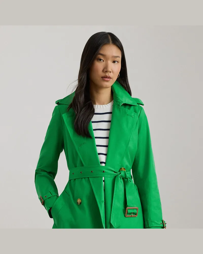 Ralph Lauren Zweireihiger Trenchcoat mit Baumwolle Green