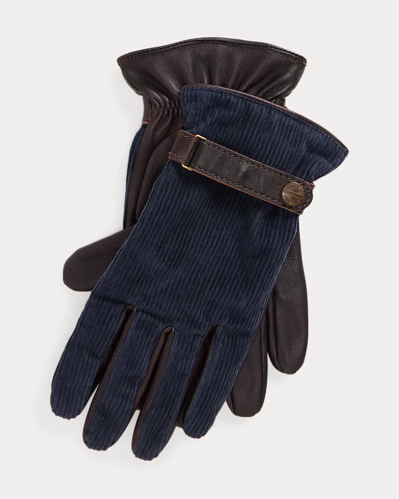 Ralph Lauren Isolierte Kordsamt-Schafleder-Handschuhe Blue