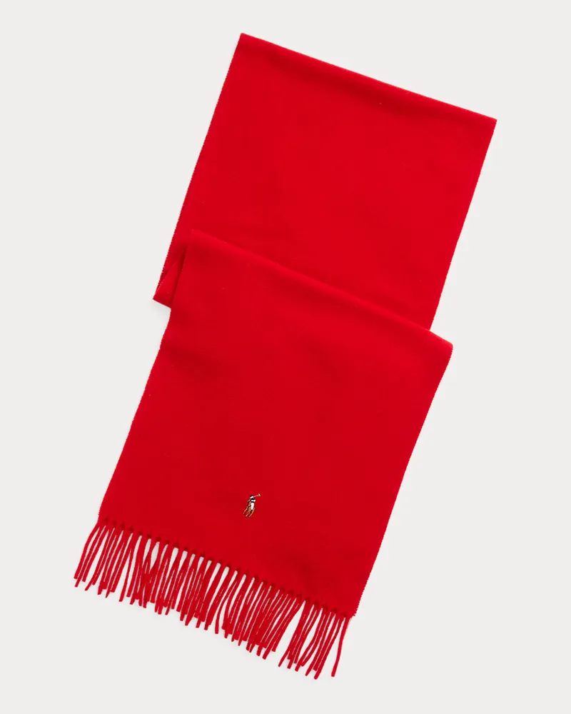 Ralph Lauren Fransenschal aus Schurwolle Red