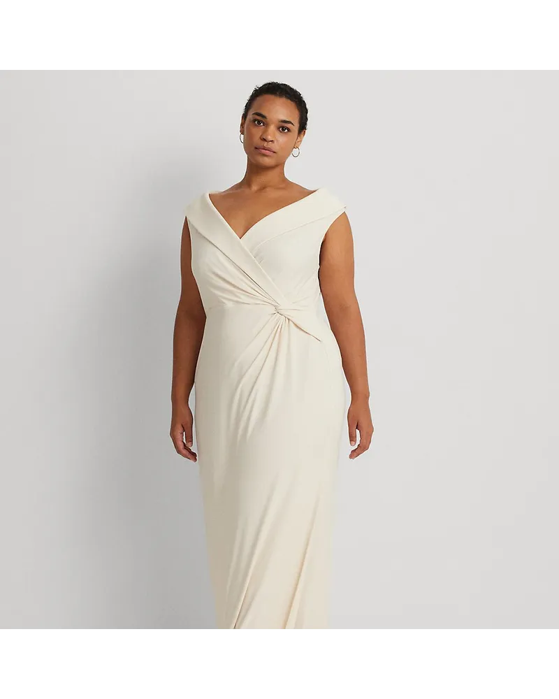 Ralph Lauren Plus Größen - Schulterfreies Abendkleid aus Jersey Cream