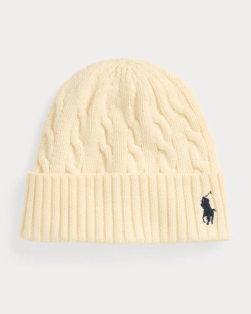 Ralph Lauren Baumwollmütze mit Zopfmuster Cream