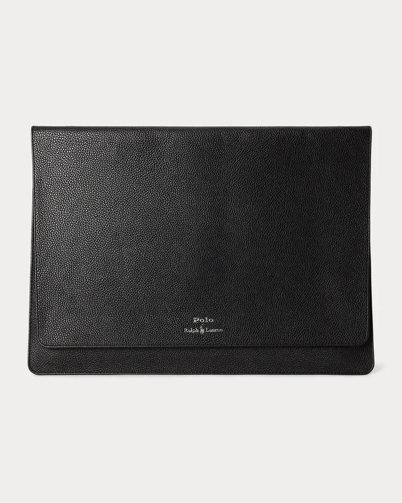 Ralph Lauren Laptop-Hülle aus Narbenleder Black