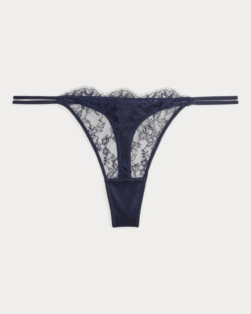 Ralph Lauren Satin-Tanga mit Spitze Blue