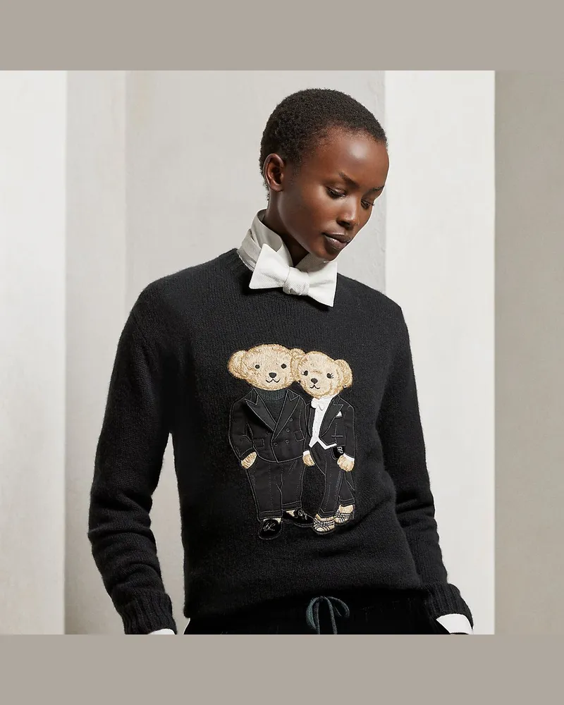 Ralph Lauren Kaschmirpullover mit Tuxedo Polo Bears Black