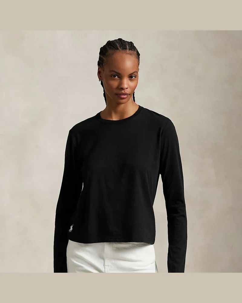 Ralph Lauren Shrunken-Fit Langarm-T-Shirt aus Jersey Black