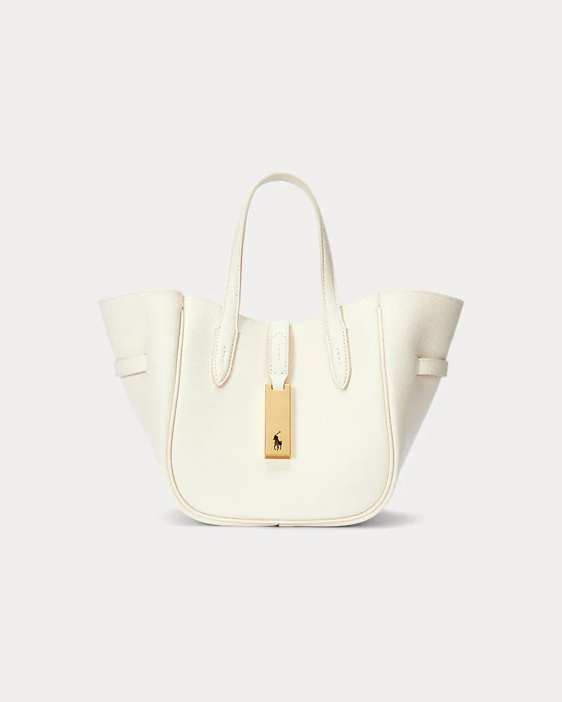 Ralph Lauren Kleine Tragetasche Polo ID aus Leder Cream