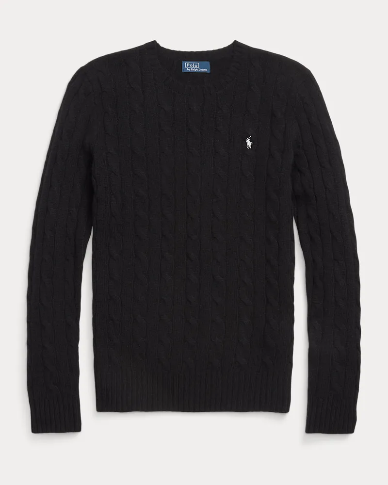Ralph Lauren Woll-Kaschmir-Pullover mit Zopfmuster Black