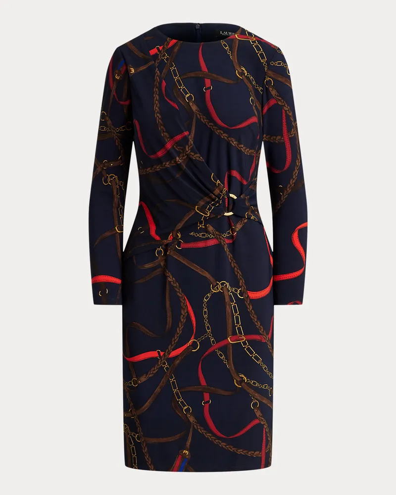 Ralph Lauren Bedrucktes Jerseykleid mit 3/4-Ärmeln Blue