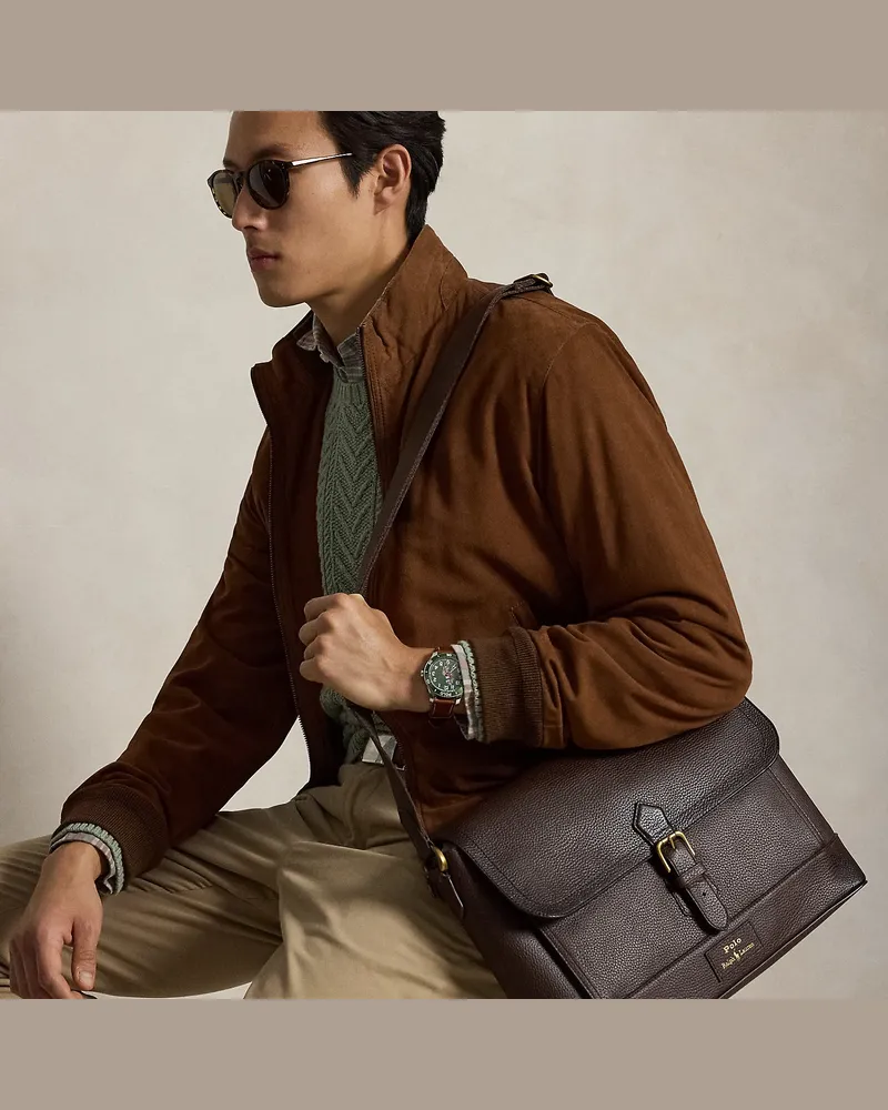 Ralph Lauren Umhängetasche aus Narbenleder Brown
