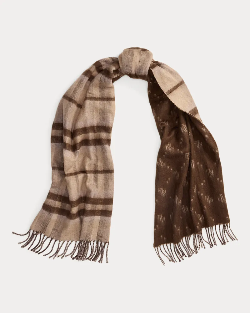 Ralph Lauren Jacquard-Schal mit Karomuster und Logo Brown