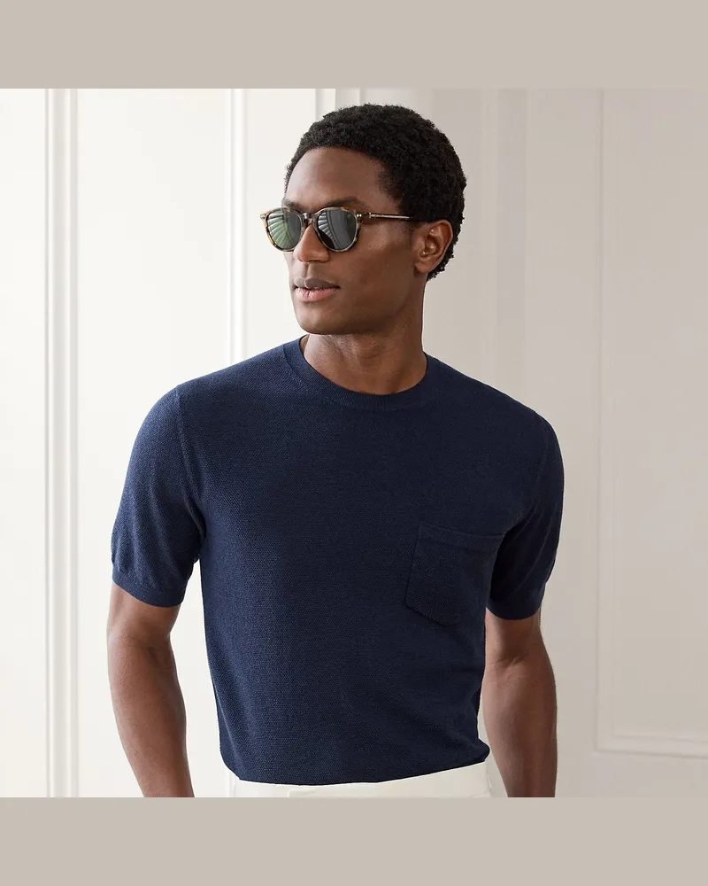 Ralph Lauren Kurzarmpullover aus einer Seidenmischung Blue