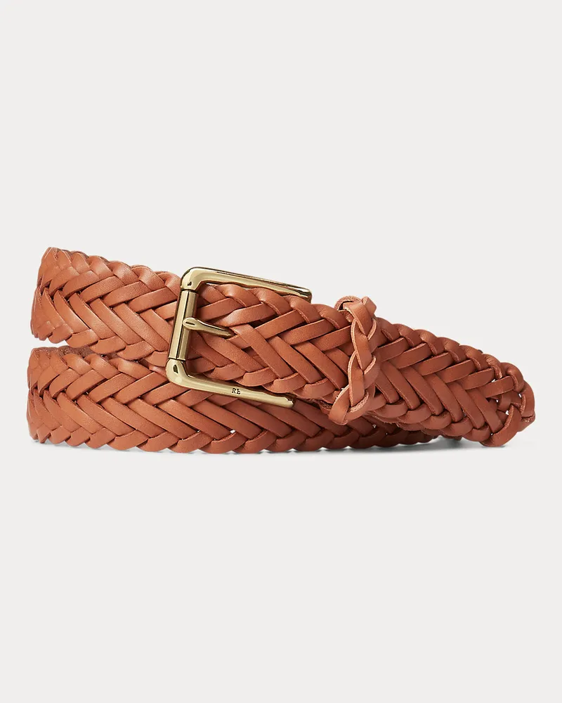 Ralph Lauren Geflochtener Ledergürtel Sportsman Gold