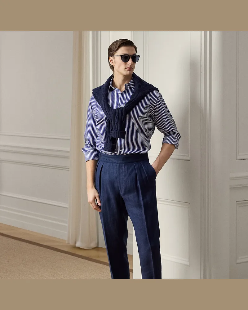 Ralph Lauren Handgeschneiderte Anzughose aus Leinen Blue