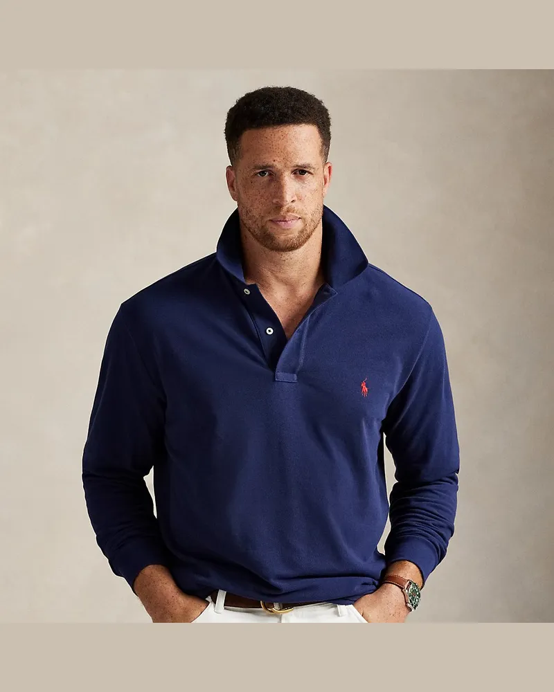 Ralph Lauren Große Größen - Langärmliges Piqué-Poloshirt Multi