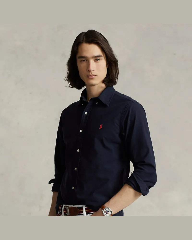 Ralph Lauren Gefärbtes Custom-Fit Oxfordhemd Blue