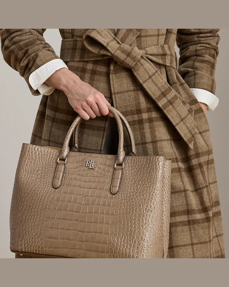 Ralph Lauren Umhängetasche Marcy aus geprägtem Leder Brown