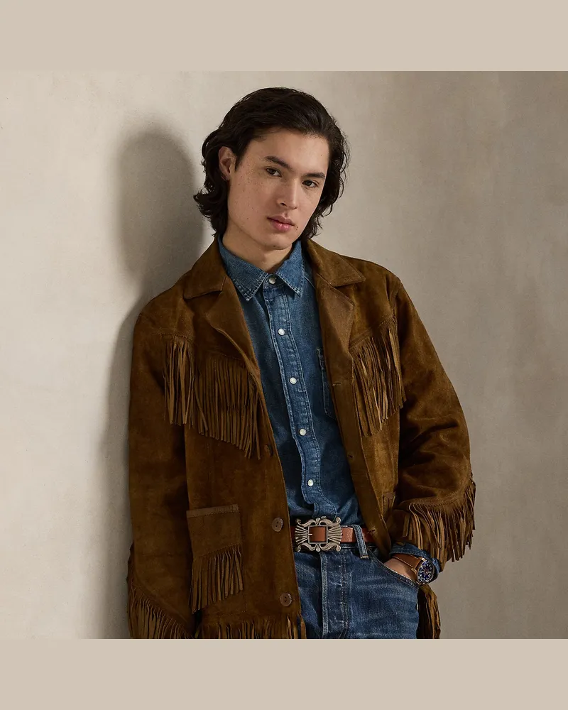 Ralph Lauren Wildlederjacke mit Fransen Brown