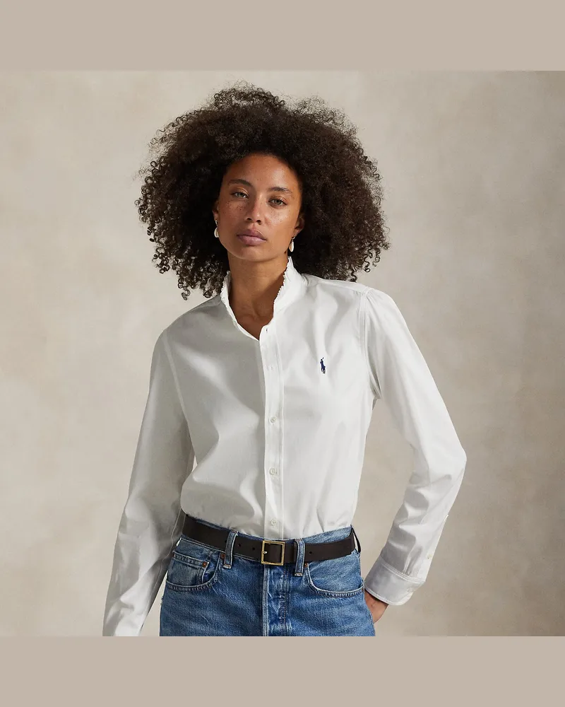 Ralph Lauren Baumwollbluse mit Rüschenbesatz White