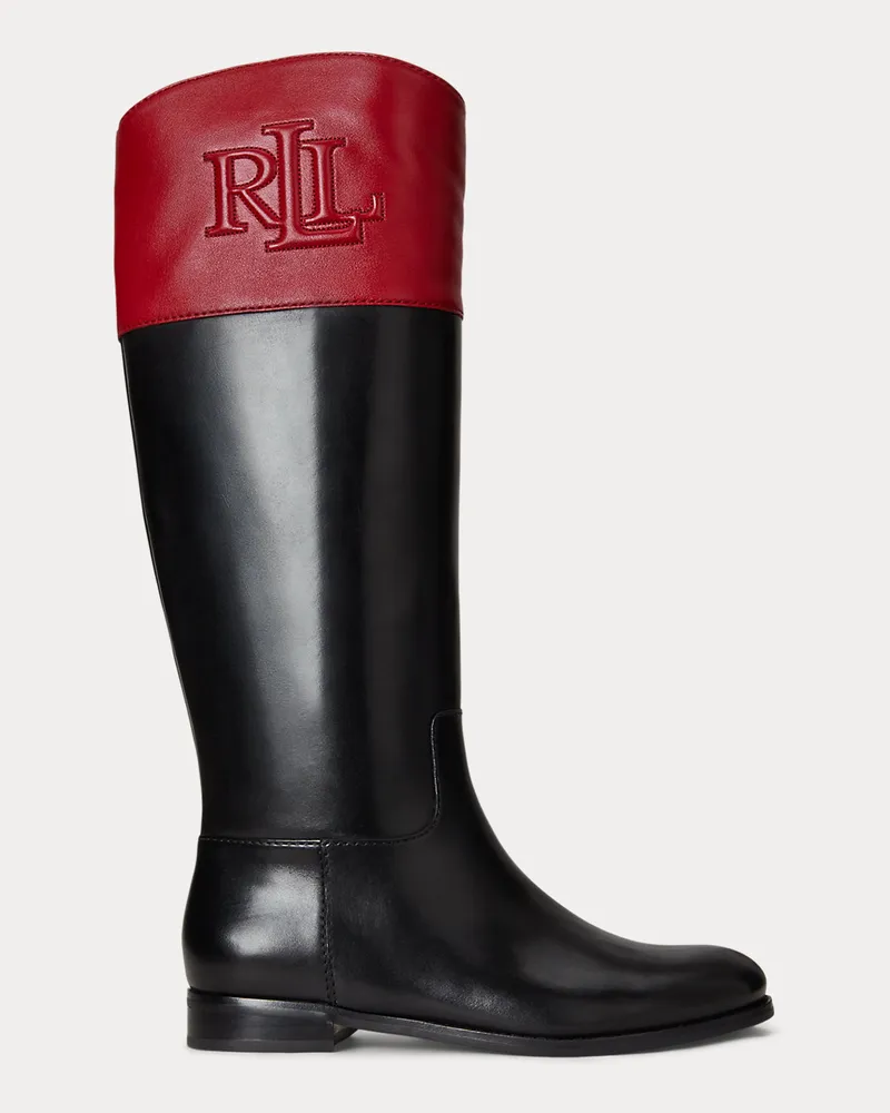 Ralph Lauren Zweifarbiger Lederreitstiefel Justine II Black