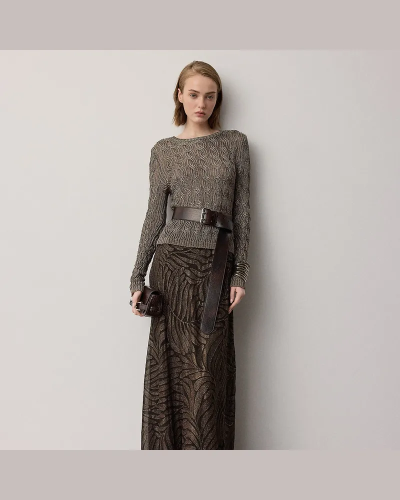 Ralph Lauren Rock Masina aus foliertem Knitterchiffon Brown