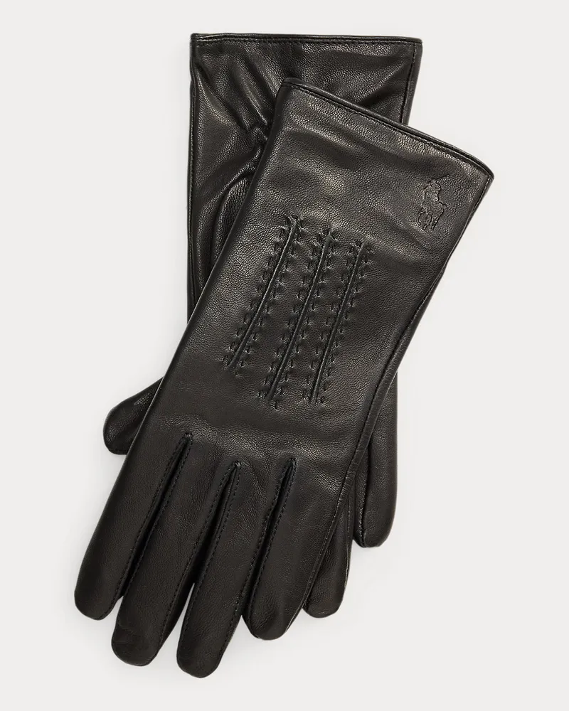 Ralph Lauren Lederhandschuhe mit Ziernähten Black
