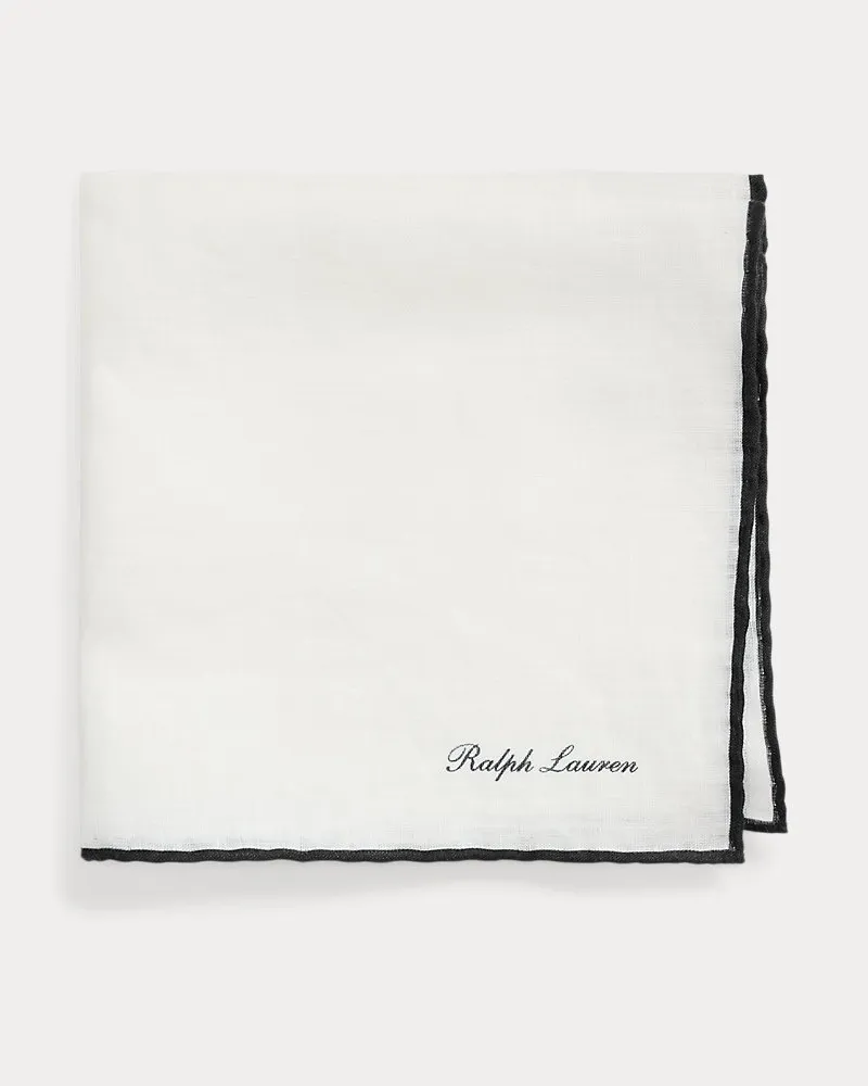 Ralph Lauren Leinen-Einstecktuch mit Kantenumrandung White