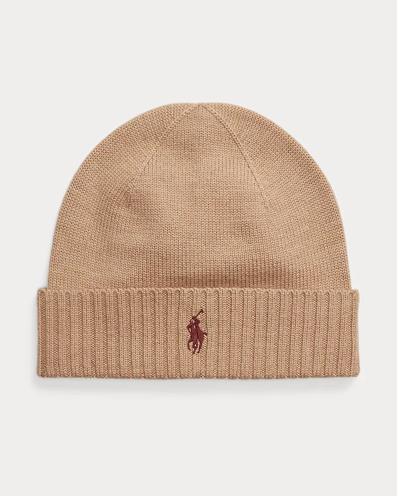 Ralph Lauren Wollmütze mit charakteristischem Pony Tan
